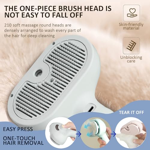 3 In 1 Self Cleaning Steamy Pet Brush, Pets Spray Hair Removal Comb - Anti-Static, Dog Grooming Tool with Steam & Self-Cle...