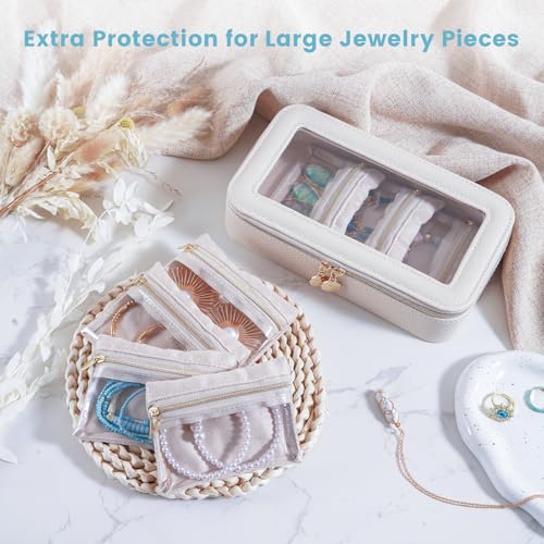 Lolalet 8 in 1 Travel Jewelry Case with Velvet Pouches, Clear Window Travel Jewelry Organizer Bags for Earrings, Bracelet...