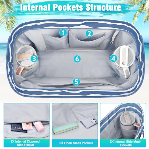 HUANLANG Extra Large Beach Bag Waterproof Beach Totes Bags for Women Men,Pool Bag with Zipper Wet Pocket