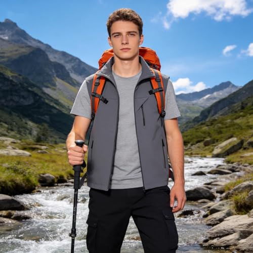 MANLUODANNI Men's Lightweight Vest Sleeveless Outdoor Work Jacket for Travel Hiking Running