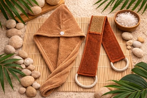 SPARESS Eco Friendly Natural Spa Set for Women Gift Box with Wooden Comb Set, Bath Strap, Gua Sha, Facial Sponge, Self Car...