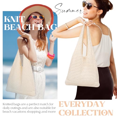 Babelshar Crochet Beach Tote Bag Summer Vacation Hobo Tote Knit Bags for Women Mesh Woven Travel Crochet Purse Aesthetic Bag