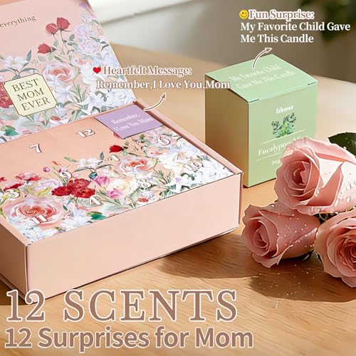 Mothers Day Gifts for Mom - 12 Scented Candles Set with Messages, Best Birthday, Christmas, Thanksgiving Gifts for Mom fro...