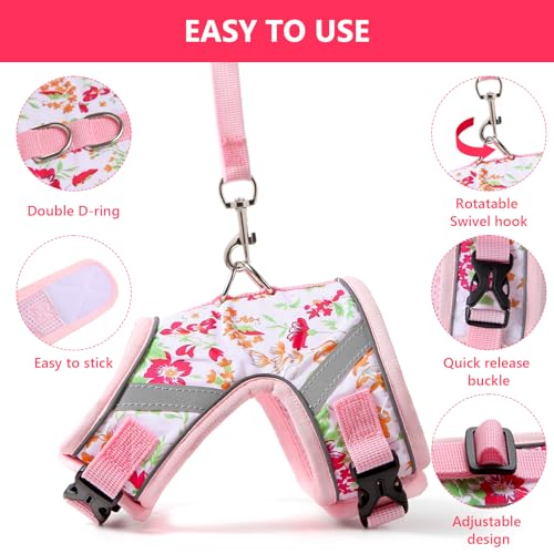 VIBRANZY Floral cat Leash and Harness Set. The cat Harness Escape Proof Feature Allows You to Walk You cat, Small Dog or R...