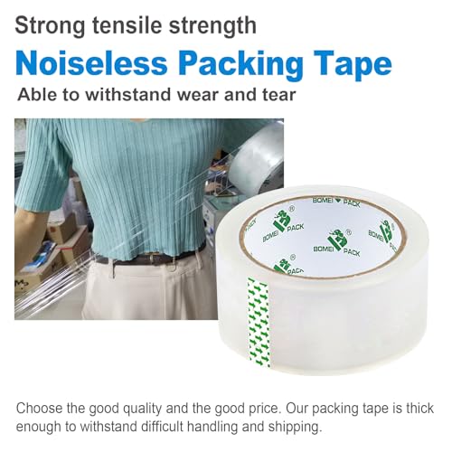 BOMEI PACK Heavy Duty Clear Packing Tape,2 Rolls with refillable Dispenser,Noiseless Packaging Tape 1.88 Inches x 55 Yard...