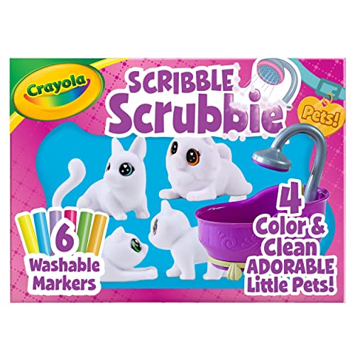 Crayola Scribble Scrubbies Glam Pack (4 Pets), Washable Pet Care Toy & Coloring Animal Craft Kit, Gift for Kids, Playset f...