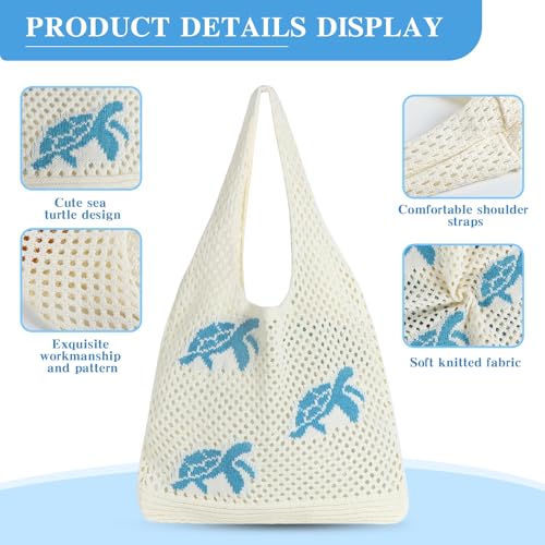 Topdear Crochet Tote Bag for Women, Aesthetic Crochet Mesh Beach Tote Bag, Summer Vacation Knitted Bag for Women Shoulder