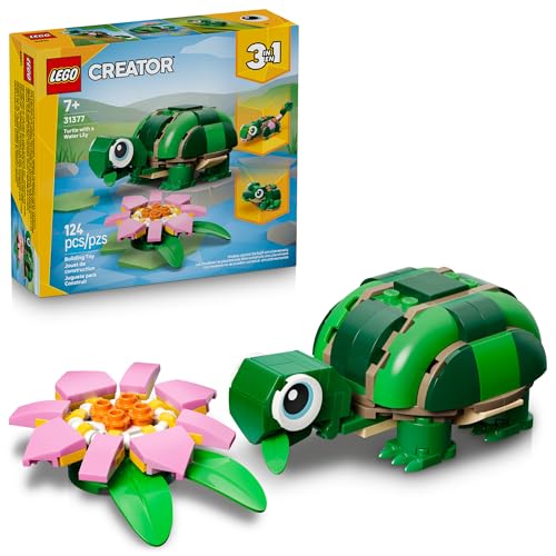LEGO Creator 3 in 1 Turtle with a Water Lily Flower Building Toy for Girls & Boys - Kids Build a Chameleon, Frog, or Turtl...