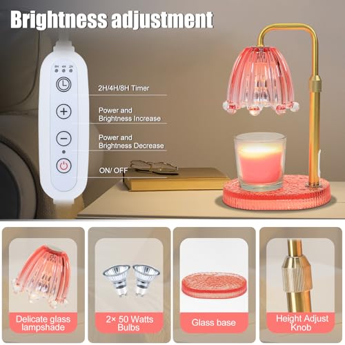 Maromamix Candle Warmer Lamp with Timer - Electric Wax Melt Warmer with Adjustable Height and Dimmer for Scented Candle Wa...