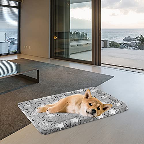 EMPSIGN Dog Crate Pad - Reversible Kennel Mat (Cool & Warm), Machine Washable, Cozy Star Pattern Sleeping Pad for Small Me...