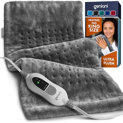 GENIANI Electric Heating Pad for Back Pain & Cramps Relief, Electric Throw, Auto Shut Off, Machine Washable, Heating Pad f...
