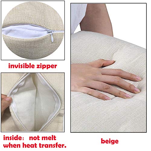 JUSTRY 4 PCS Sublimation Blanks Linen Pillow Cases Cushion Cover Throw Pillow Covers 18 x 18 Inch for Heat Press Printing ...