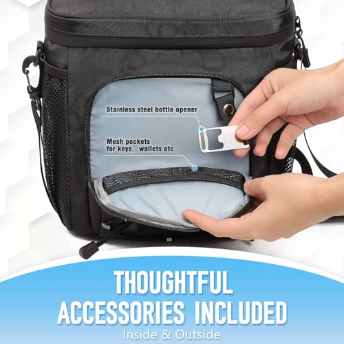 Golf Cart Cooler Bag Insulated - 12-Can Leakproof Soft Cooler Bag with Hook-and-Loop Lid, Waterproof Zippers, and Multi-Po...