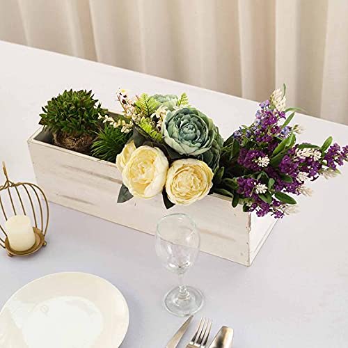 18x6-Inch Natural Whitewashed Wood Rustic Rectangular Planter Boxes Holders Centerpieces Wedding Decorations Party