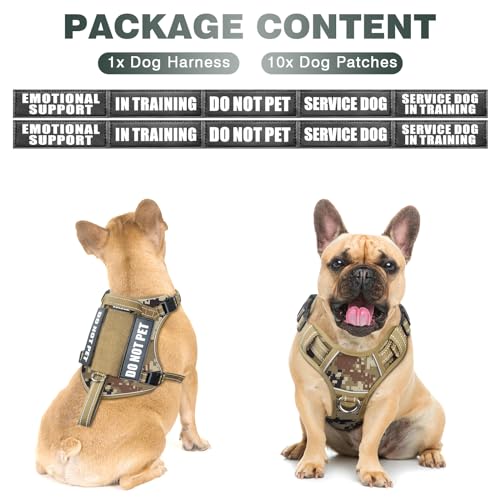 WINSEE Tactical Dog Harness, No Pull Dog Harness for Medium Large Dogs with Handle & Molle, Military Service Dog Vest Harn...