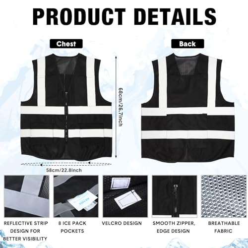 Jexine 2 Pcs Cooling Vest for Men Women, 24 Pcs Ice Packs, Adjustable Ice Vest Cool Jacket for Hot Weather Summer Work Run...