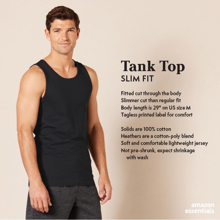 Amazon Essentials Men's Active Quick Dry Tech Stretch Moisture Wicking Lightweight Gym Tank Top