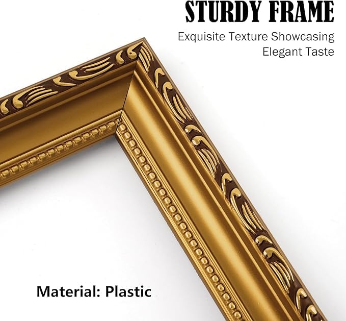 MIEVU 5x7 Picture Frame Gold - Pack of 1 Vintage Picture Frames And Tabletop Display, Ornate Photo Frame for Poster