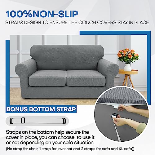 XINEAGE 2026 New 3 Pieces Couch Covers for 2 Extra Large Cushion Sofa Super Stretch Sofa Cover for 2 Large Seat Universal ...