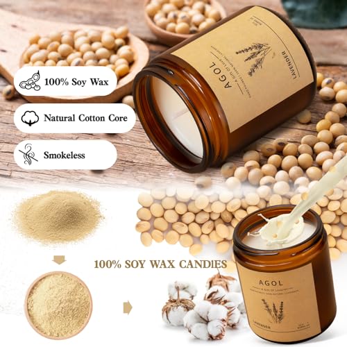 4 Pack Scented Candles for Home, 36 Oz 200 Hours Burn, Luxury Amber Jar Natural Soy Candles, Aromatherapy Candles Set, Can...