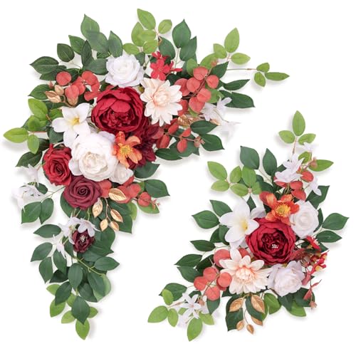 Odouzy Pack of 2 Wedding Arch, Artificial Flowers, Wedding Decor，Flower Garland Be Suited to Banquet, Party, Reception Ent...
