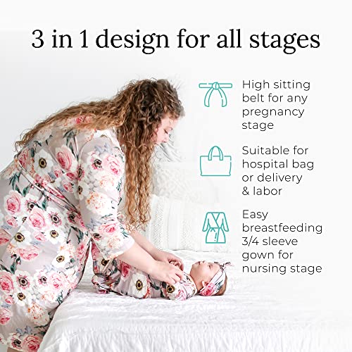 Posh Peanut Maternity Robe for Hospital Delivery - Soft Viscose from Bamboo Postpartum Robe for Women Nursing & Lounging