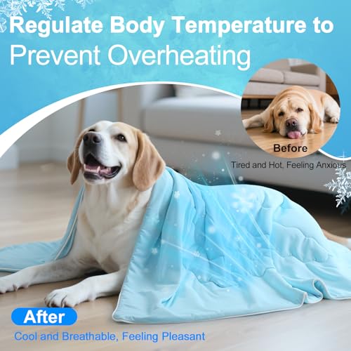 Tivray Premium Cooling Dog Blanket, Q-MAX>0.4 Cooling Blanket for Dogs, Washable Lightweight Summer Quilt for Pets and Hum...