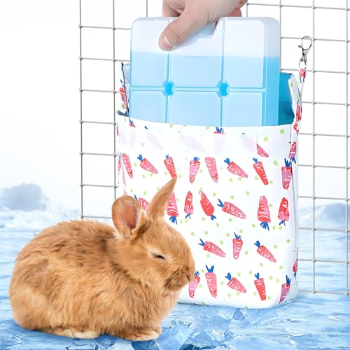 Hamiledyi Rabbit Cooling Pouch with Ice Pack - No Condensation Pad for Bunny Cage Accessories, Washable Cooling Mat for Sm...