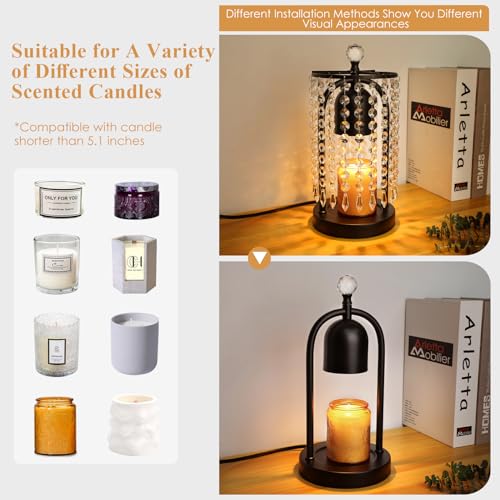 Candle Warmer Lamp with Timer and Dimmer - Electric Candle Warmer ,Crystal Candle Lamp for Bedroom Decor, Flameless Scente...