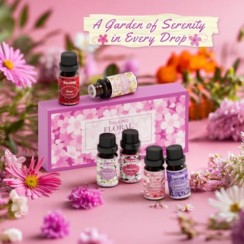 SALKING Floral Essential Oils Set, Premium Pure and Natural Essential Oils, Fragrance Oil Scented Oils for Oil Diffusers 6...