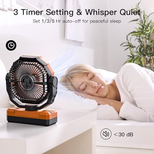 FRIZCOL 3-in-1 Camping Fan - Portable Fans Rechargeable - 24000mAh Battery Powered Fan with Light & Remote for Indoor, Out...