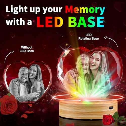 QPCBEBY 3D Crystal Photo, Mothers Day Personalized Gift for Mom, Women, Wife, Her, Him, Girlfriend, Grandma, Heart Glass E...