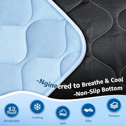 QOKO Cooling Mat for Dogs and Cats 24" x 18", Premium Pet Cooling Bed Indoor Outdoor with Waterproof Cover & Ice Silk, Sum...