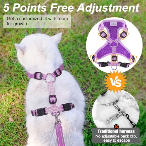 BEAUTYZOO Cat Harness, Escape Proof Cat Leash and Harness Set for Walking, Soft Breathable Vest Harness with Neck Adjustab...
