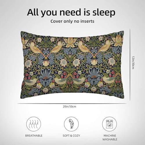 Jecuwo Floral Pillow Covers 12x20 Inch Set of 2, Sage Green Flower Bird Outdoor Decorative Throw Pillowcase William Morris...