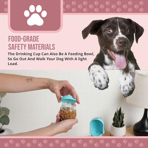 HappiTails Leak Proof Portable Dog Water Bottle with Bowl – Travel Pet Water Dispenser for Walking & Hiking – Food Grade P...