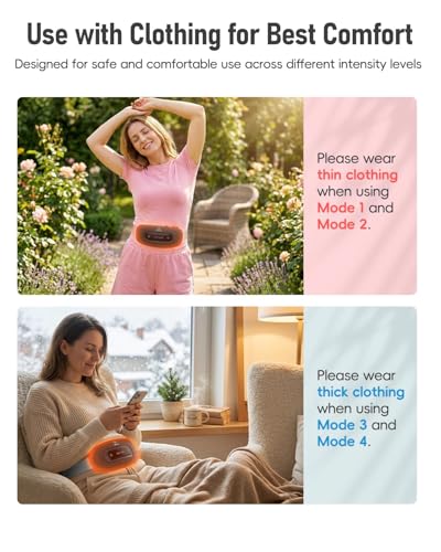 Electric Heating Pad, Portable Cordless Menstrual Heating Pad with 4 Heat Levels and 4 Massage Modes, Fast Large Heating B...