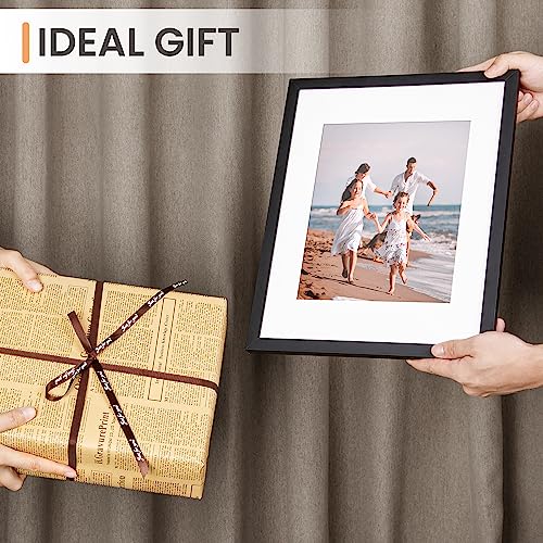 upsimples 11x14 Picture Frame Set of 3, Made of High Definition Glass for 8x10 with Mat or 11x14 Without Mat, Wall and Tab...