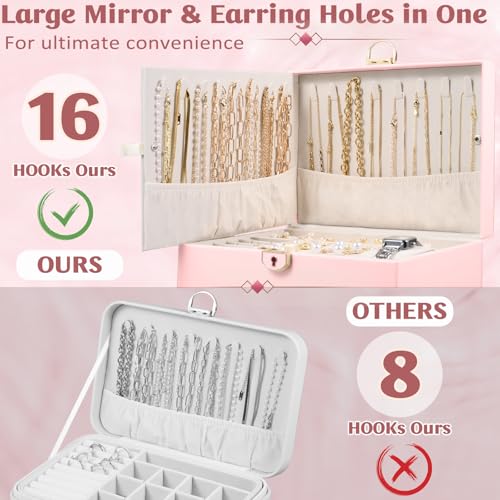 Emazerom 3 Layer Jewelry Boxes Large Jewelry Holder Organizer Case with 2 Jewelry Organizer Drawer PU Necklace Organizer L...