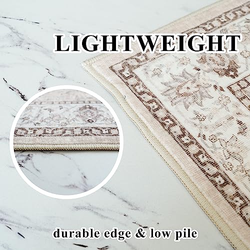 2x6 Hallway Washable Runner Rug : Vintage Soft Kitchen Laundry Runner with Non Slip Backing Farmhouse Entryway Living Room...