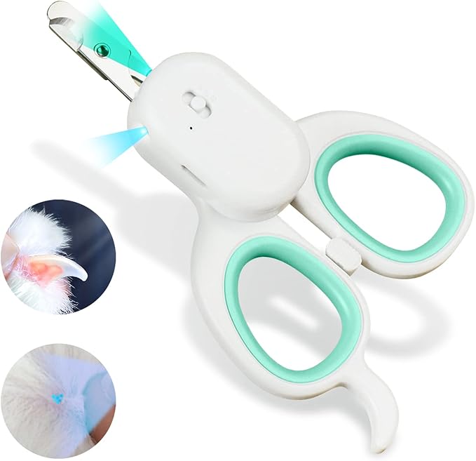 PAKEWAY Pet Nail Clipper with LED & -U-V Light, Cat Claw Trimmer with Ultra Bright LED Light for Nail Bloodline to Avoid O...
