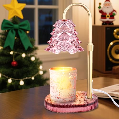 Christmas Tree Shape Candle Warmer Lamp with Timer Dimmable Adjustable Height Wax Warmer Lamp for Jar Candles With 2 Bulb...