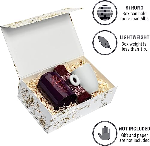 Sorarto Luxury Keepsake Gift Box 3-Pack | Gold Floral Decorative Boxes with Magnetic Lids for Presents, Wedding Memory Bo...