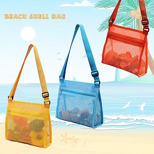 MUYIZI Mesh Beach Bag for Shells Collecting 3 Pack,Shell Bags for Beach, Beach Shell Bag for Kids, Sea Shell Bags for Pick...
