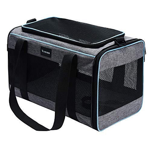 Vceoa 17.5x11x11 Inches Cat, Dog Carrier for Pets Up to 16 Lbs, Soft-Sided Cat Bag Animal Carriers Travel Puppy Carry As a...
