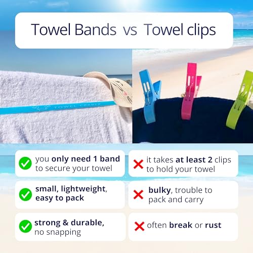 Towel Bands (6-Pack), Beach Pool & Cruise Chairs, Extra Durable, No Snapping, Cruise Ship & Beach Essentials, Great Altern...