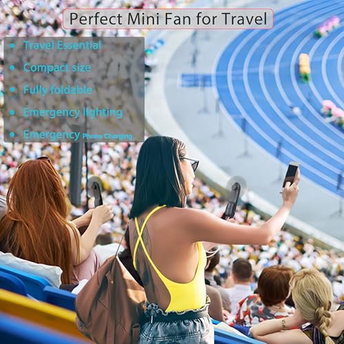 Digibond Handheld Mini Fan Rechargeable Battery Powered 3000mAh 6in1 Bullet Shape Portable Personal Fan 3 Speed with Flash...