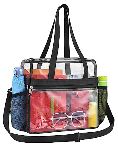 Paxiland Clear Bag for Stadium Events 12x6x12 inches, Clear Tote Bag with Reinforced Strap, Clear HandBag for Sports Concert