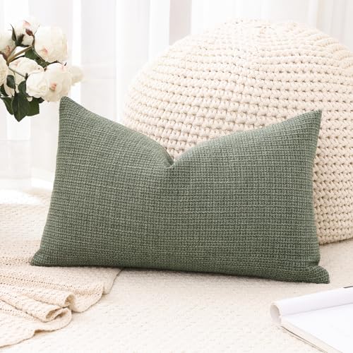 OTOSTAR Linen Throw Pillow Cover Set of 1 Decorative Lumbar Pillowcases Cushion Covers 16x24 Inch for Home Decor Sofa Bedr...