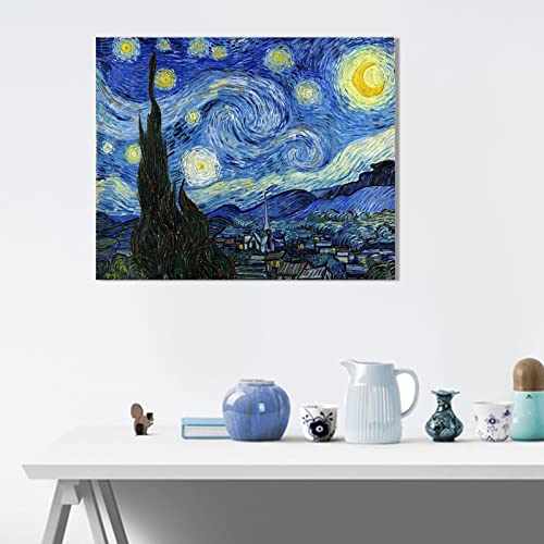Van Gogh Canvas Wall Art: Starry Night Landscape Painting Picture Reproduction Room Decor - Famous Art Prints Modern Artwo...